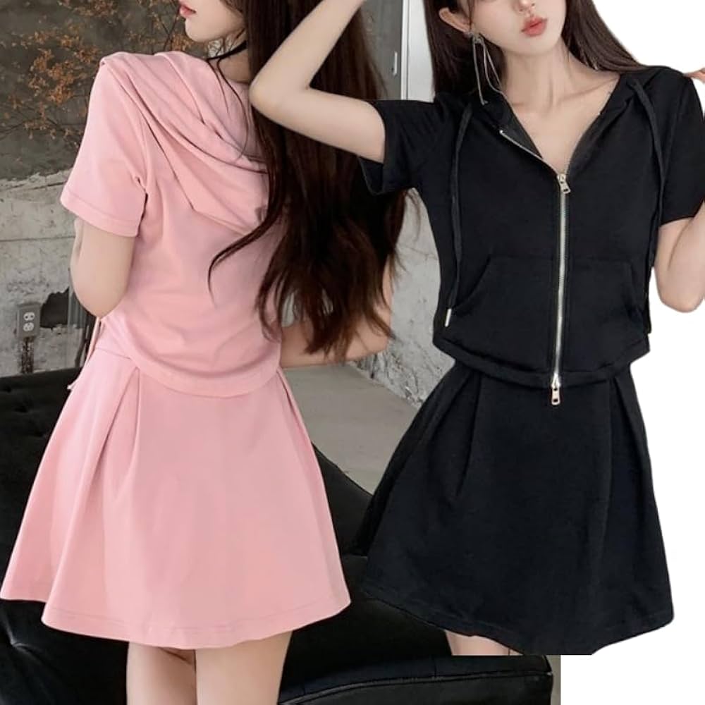 Amazon | セットアップ レディース 夏 上下 2点 セット 半袖 パーカー